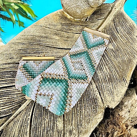 Bratara dama lata eleganta din margele miyuki turcoaz Sindy [2]