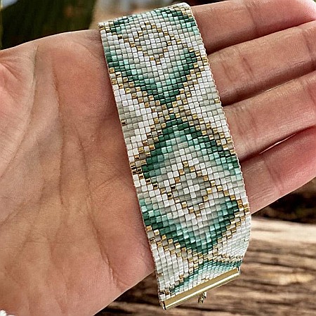 Bratara dama lata eleganta din margele miyuki turcoaz Sindy [3]