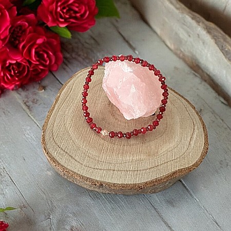 Bratara dama Lidia din Granat si Jad Rosu fatetat cu argint roz gold 925 [5]