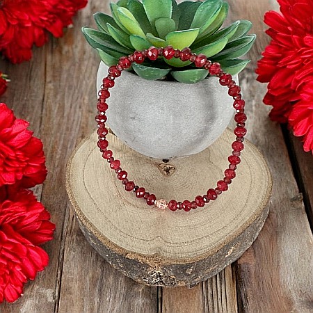 Bratara dama Lidia din Granat si Jad Rosu fatetat cu argint roz gold 925 [4]