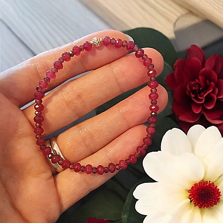 Bratara dama Lidia din Granat si Jad Rosu fatetat cu argint roz gold 925 [2]