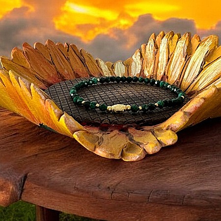 Bratara dama Linda din cristale de malachit natural si accesorii din argint placat cu aur [4]