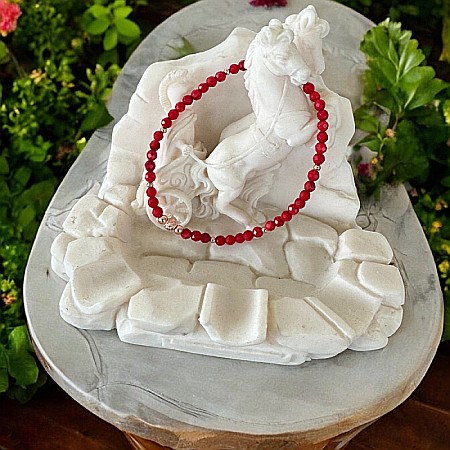 Bratara dama Malvina din coral rosu fatetat cu accesorii din Argint Rose Gold [4]