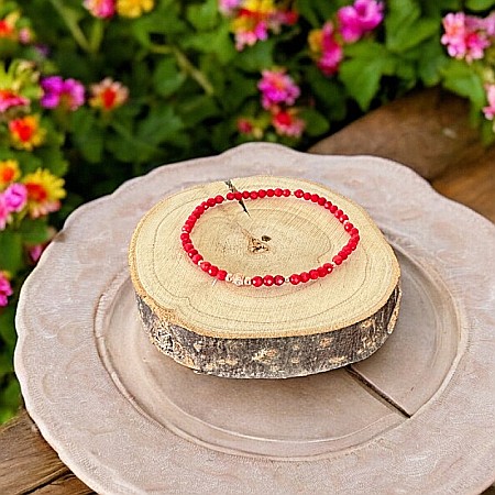 Bratara dama Malvina din coral rosu fatetat cu accesorii din Argint Rose Gold [1]