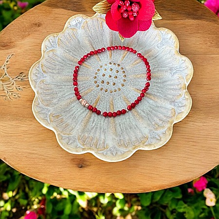 Bratara dama Malvina din coral rosu fatetat cu accesorii din Argint Rose Gold [3]