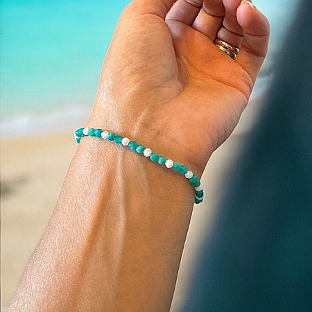 Bratara dama Mara din Amazonit si Piatra Lunii cu accesorii din argint 925 [2]