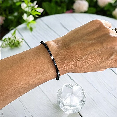 Bijuterii Hematit - Bratara dama neagra Josephina din Spinel Negru si Hematit cu argint 925