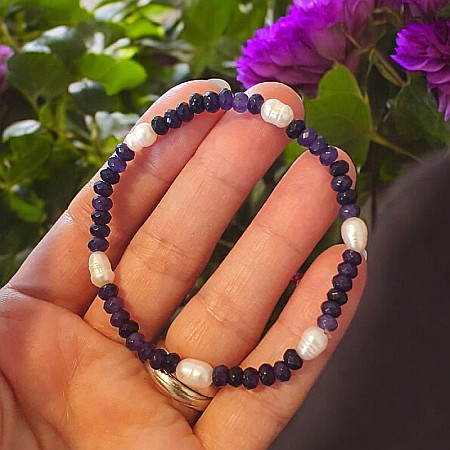 Bratara dama Nedia cu Jad Mov fatetat cu Perle Naturale [3]