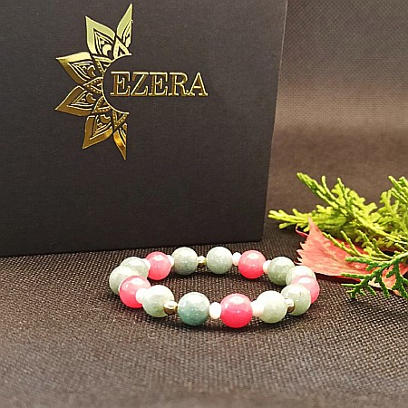 Bratara dama Odette, din pietre semipretioase de Jad Verde si Jad Rosu, margele de 8mm [5]