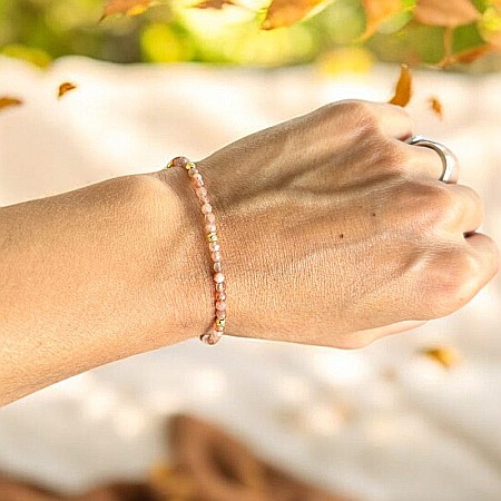 Argint 925 placat cu aur - Bratara dama Piatra Soarelui Anjali cu argint placat cu aur