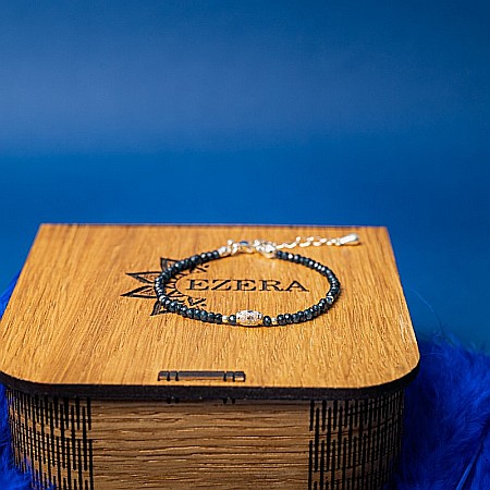 Bratara dama Mihit din pietre naturale de Jad Bleumarin cu accesorii si sistem de inchidere din argint 925 [6]