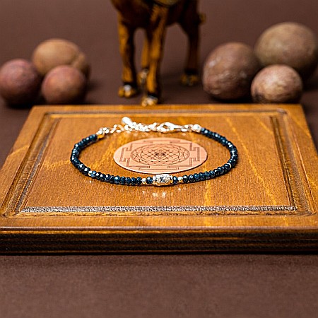 Bratara dama Mihit din pietre naturale de Jad Bleumarin cu accesorii si sistem de inchidere din argint 925 [2]