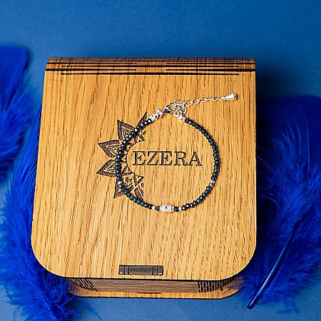 Bratara dama Mihit din pietre naturale de Jad Bleumarin cu accesorii si sistem de inchidere din argint 925 [7]