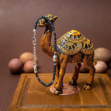 Bratara dama Mihit din pietre naturale de Jad Bleumarin cu accesorii si sistem de inchidere din argint 925 [3]