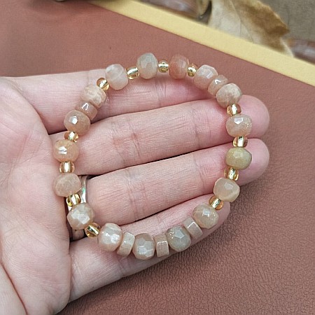 Bratara dama pietre naturale, Selene, cu cristale de Piatra Soarelui [2]