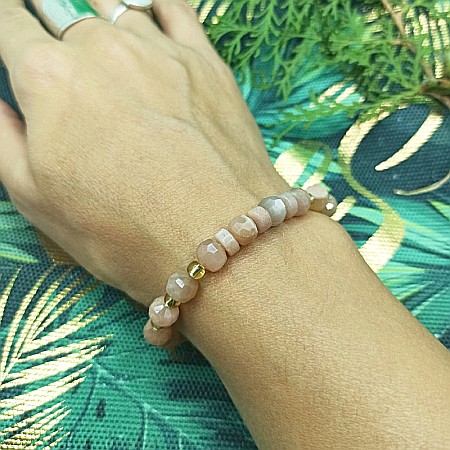 Bratara dama pietre naturale, Selene, cu cristale de Piatra Soarelui [5]