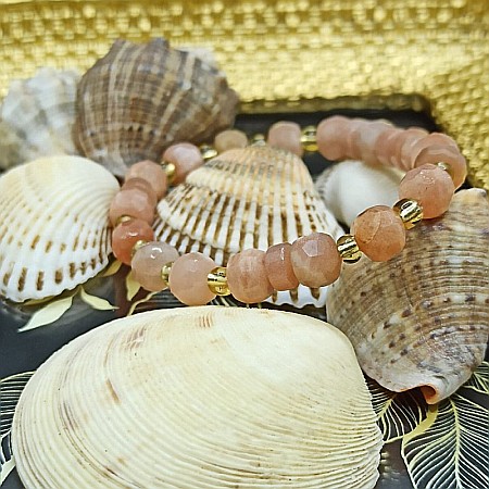 Galben - Bratara dama pietre naturale, Selene, cu cristale de Piatra Soarelui