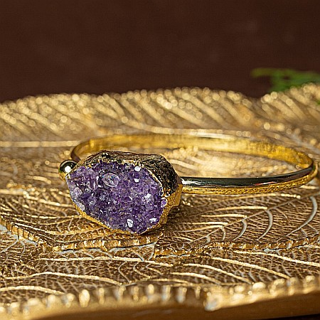 Bratara dama pietre semipretioase Ametist, Tania, placata cu aur de 24 K [1]