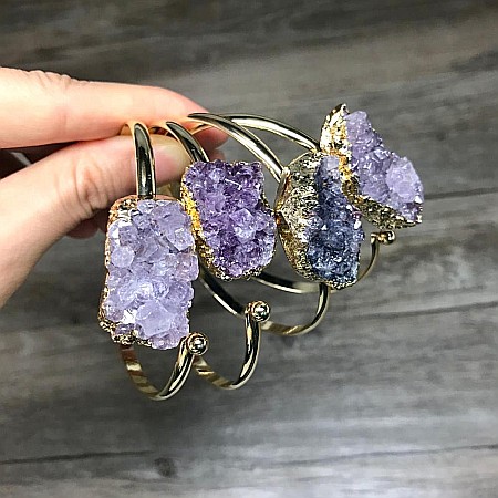 Bratara dama pietre semipretioase Ametist, Tania, placata cu aur de 24 K