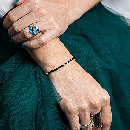 Bratara dama pietre semipretioase Blake din Spinel negru, cu accesorii si sistem de inchidere din argint [8]