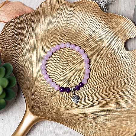 Bratara dama pietre semipretioase Helen, cristale de Jad Roz si Jad Mov, sfere de 6mm [6]