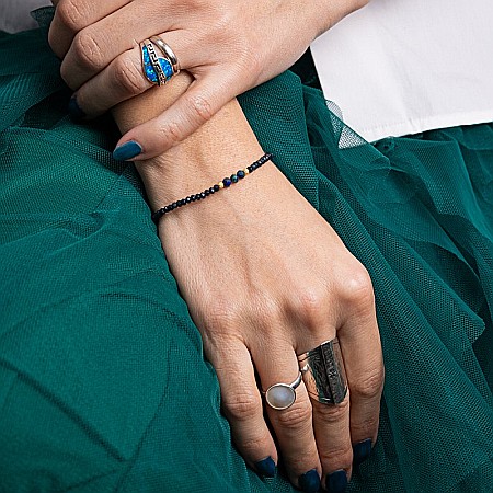 Bratara dama Lalit pietre semipretioase Jad Albastru fatetat cu accesorii si sistem de inchidere argint 925 placat cu aur 14K [12]