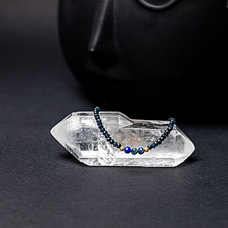 Bratara dama Lalit pietre semipretioase Jad Albastru fatetat cu accesorii si sistem de inchidere argint 925 placat cu aur 14K [6]