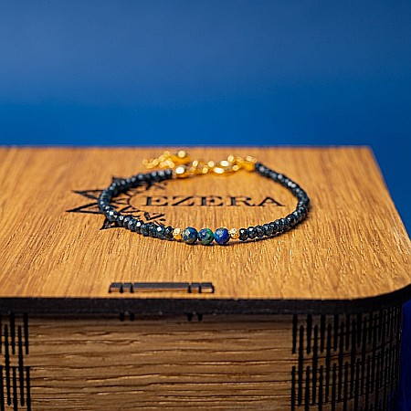 Bratara dama Lalit pietre semipretioase Jad Albastru fatetat cu accesorii si sistem de inchidere argint 925 placat cu aur 14K [9]