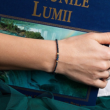 Bratara dama Lalit pietre semipretioase Jad Albastru fatetat cu accesorii si sistem de inchidere argint 925 placat cu aur 14K [13]