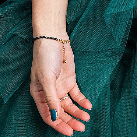 Bratara dama Lalit pietre semipretioase Jad Albastru fatetat cu accesorii si sistem de inchidere argint 925 placat cu aur 14K [15]