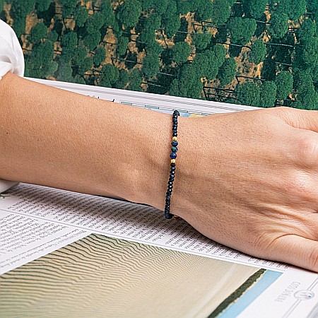 Bratara dama Lalit pietre semipretioase Jad Albastru fatetat cu accesorii si sistem de inchidere argint 925 placat cu aur 14K [1]