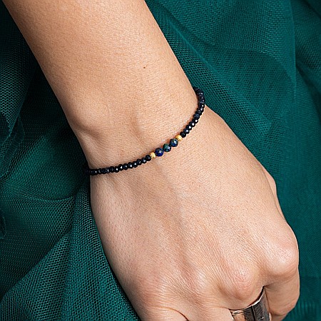 Bratari argint 925 - Bratara dama Lalit pietre semipretioase Jad Albastru fatetat cu accesorii si sistem de inchidere argint 925 placat cu aur 14K