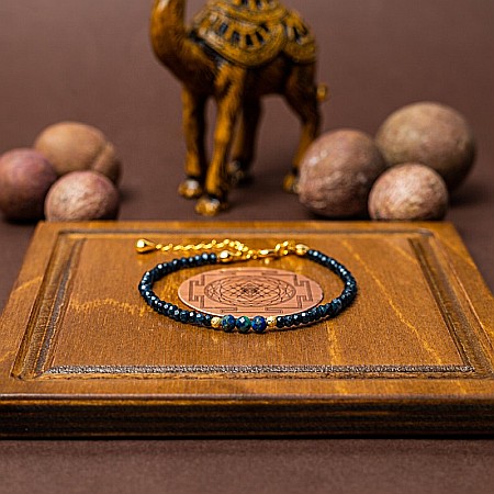 Bratara dama Lalit pietre semipretioase Jad Albastru fatetat cu accesorii si sistem de inchidere argint 925 placat cu aur 14K [4]