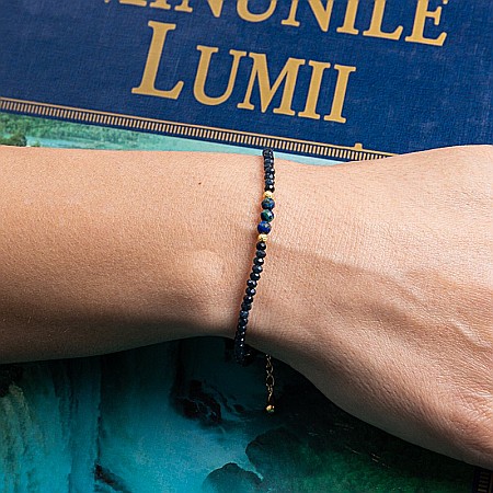 Bratara dama Lalit pietre semipretioase Jad Albastru fatetat cu accesorii si sistem de inchidere argint 925 placat cu aur 14K [14]