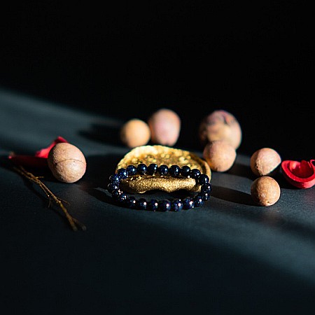 Bratara Dama Pietre Semipretioase Sintetice, Sand Stone Albastru, “Ela”, Margele de 8 mm [12]