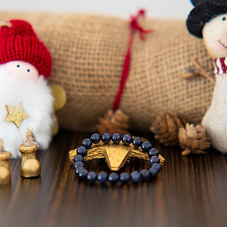 Bratara Dama Pietre Semipretioase Sintetice, Sand Stone Albastru, “Ela”, Margele de 8 mm [10]