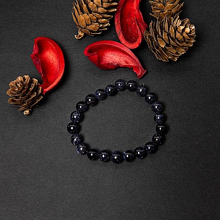 Bratara Dama Pietre Semipretioase Sintetice, Sand Stone Albastru, “Ela”, Margele de 8 mm [9]