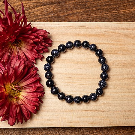 Bratara Dama Pietre Semipretioase Sintetice, Sand Stone Albastru, “Ela”, Margele de 8 mm [8]