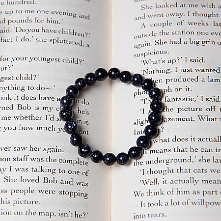 Bratara Dama Pietre Semipretioase Sintetice, Sand Stone Albastru, “Ela”, Margele de 8 mm [6]