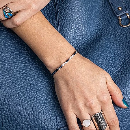 Bratari argint 925 - Bratara dama Ravindra din pietre naturale de Safir cu accesorii si sistem de inchidere din argint 925