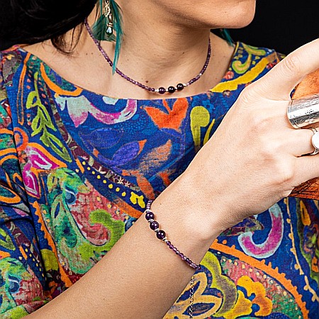 Bratara dama Reena din pietre naturale de Ametist, inchidere si accesorii din argint 925 [12]