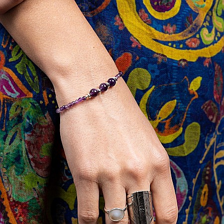 Bratari argint 925 - Bratara dama Reena din pietre naturale de Ametist, inchidere si accesorii din argint 925