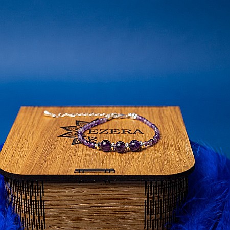 Bratara dama Reena din pietre naturale de Ametist, inchidere si accesorii din argint 925 [6]