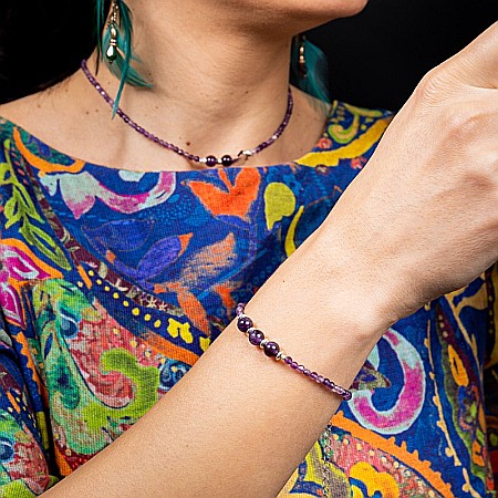 Bratara dama Reena din pietre naturale de Ametist, inchidere si accesorii din argint 925 [13]