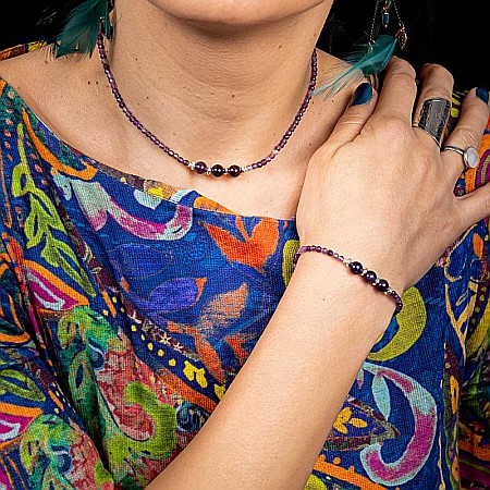 Bratara dama Reena din pietre naturale de Ametist, inchidere si accesorii din argint 925 [15]