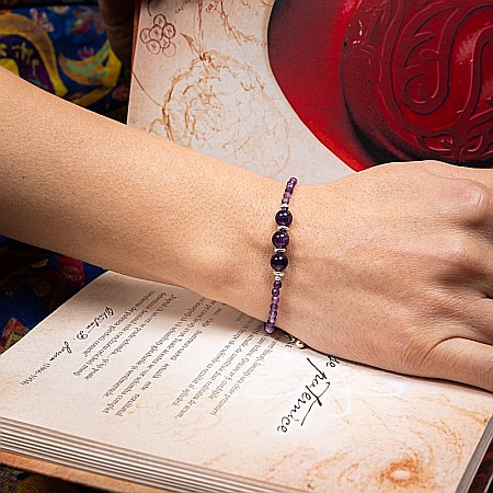 Bratara dama Reena din pietre naturale de Ametist, inchidere si accesorii din argint 925 [10]