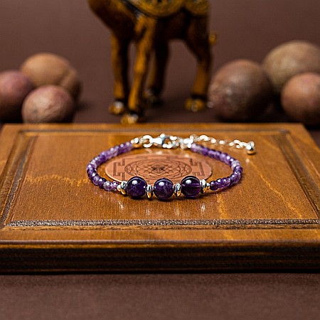 Bratara dama Reena din pietre naturale de Ametist, inchidere si accesorii din argint 925 [2]