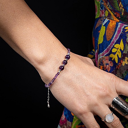 Bratara dama Reena din pietre naturale de Ametist, inchidere si accesorii din argint 925 [8]