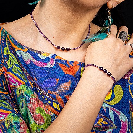 Bratara dama Reena din pietre naturale de Ametist, inchidere si accesorii din argint 925 [14]