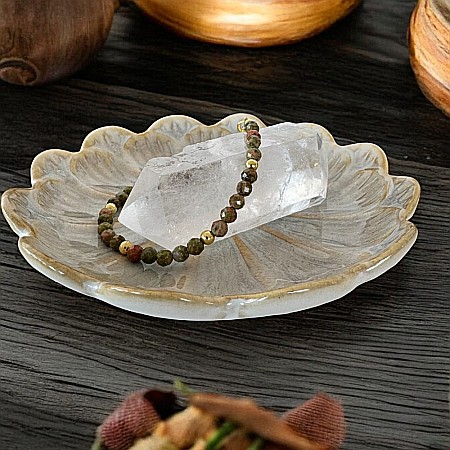 Bratara dama Samira din cristale de Unakit realizata manual cu accesorii si inchidere din argint placat cu aur [8]